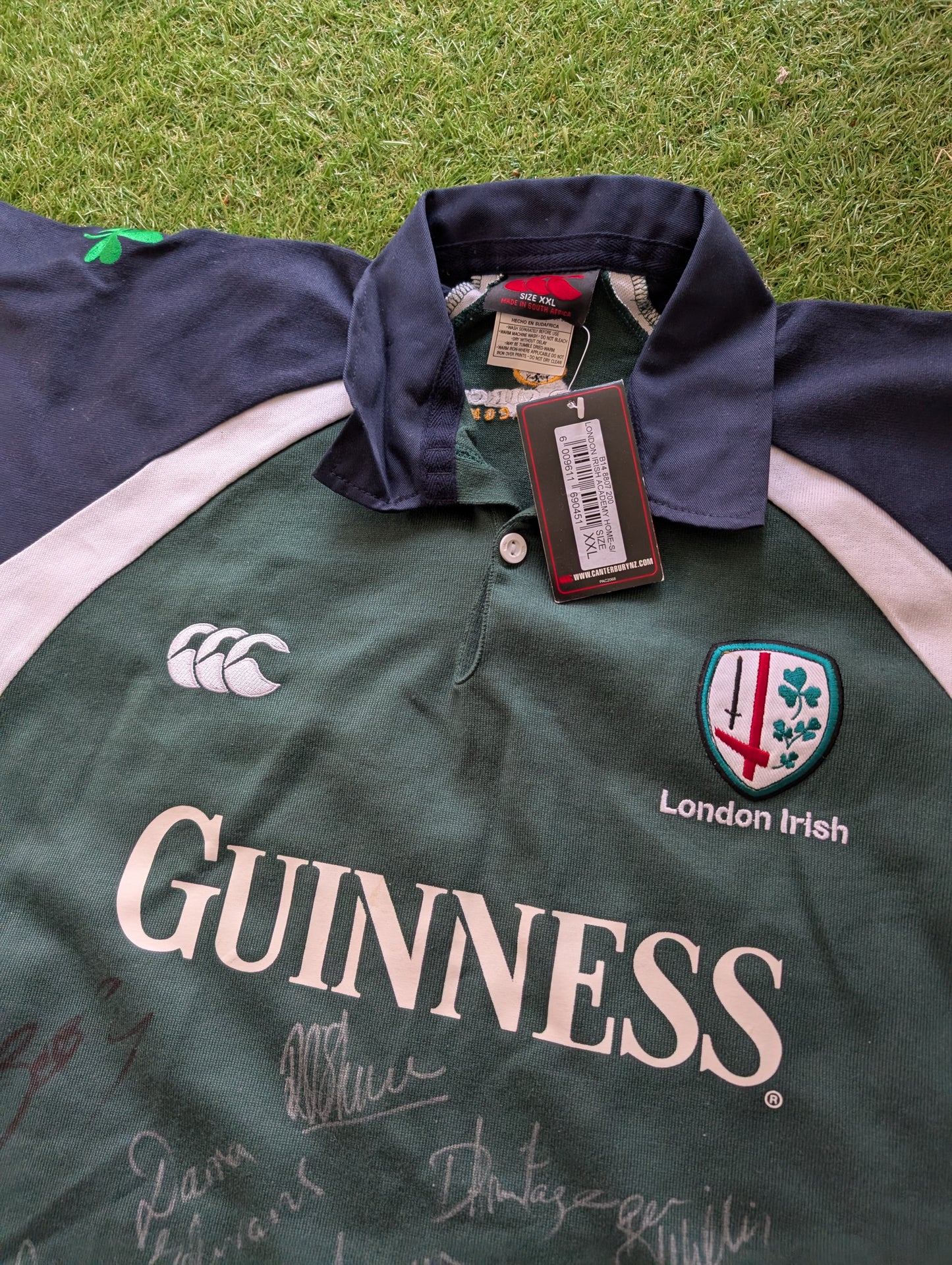 London Irish Vintage Canterbury 2004/2005 Rugby jersey 2XL - Squad Signed New with Tags