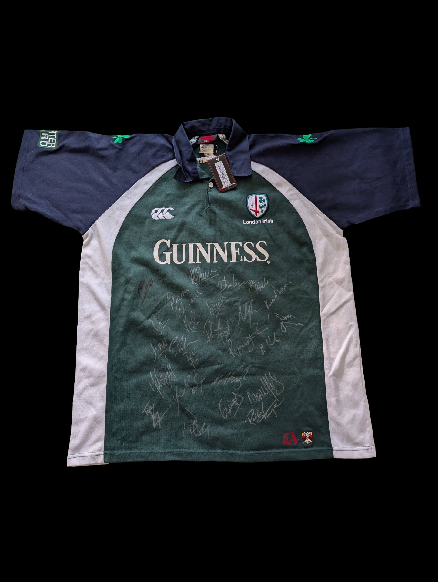 London Irish Vintage Canterbury 2004/2005 Rugby jersey 2XL - Squad Signed New with Tags