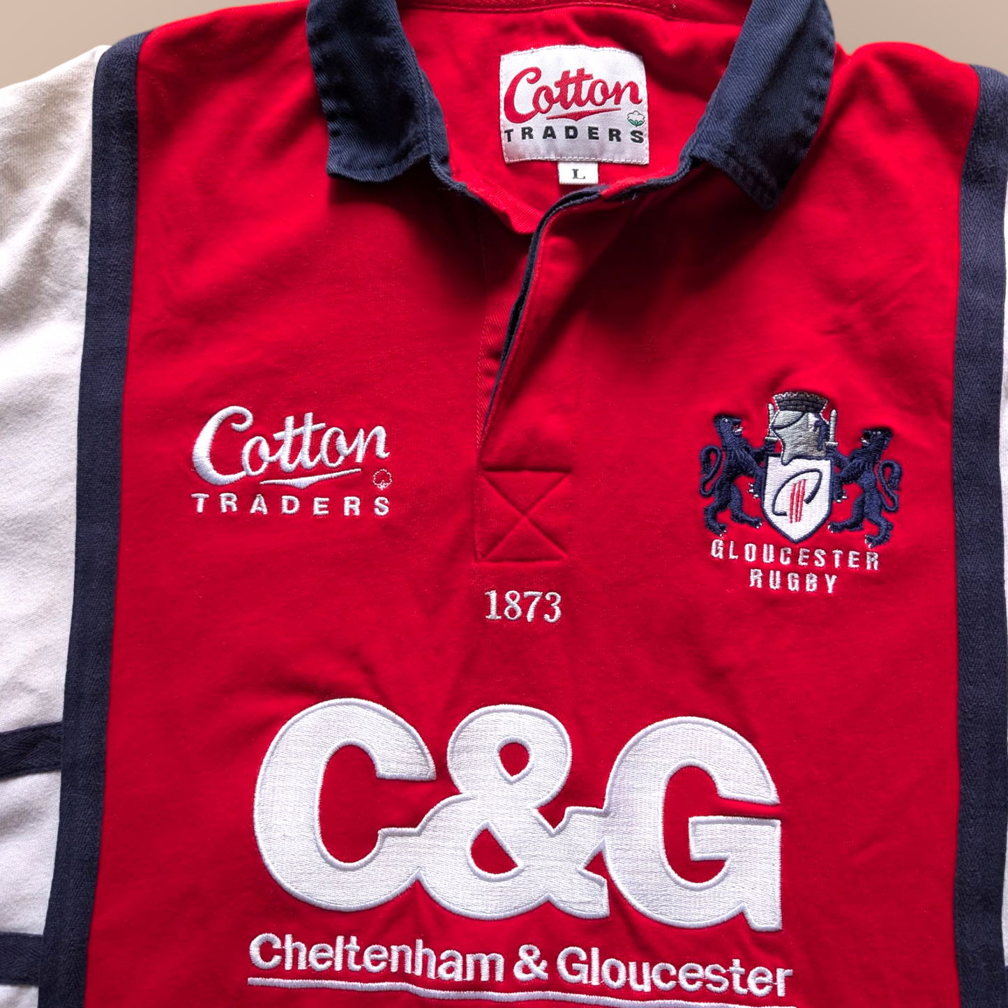 Cotton Traders Gloucester Rugby classic vintage jersey mens Large